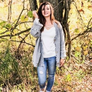 Clearance Distressed gray cardigan
